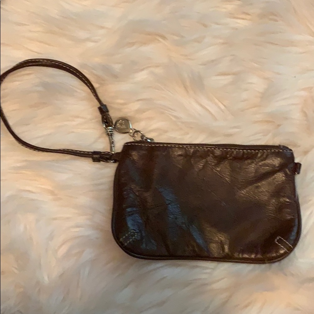 Vintage American Eagle brown leather wristlet